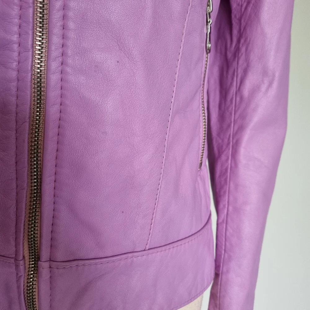 L'Aurore Purple Leather Moto Jacket Vintage 90s Made in Australia Size XS-S - Picture 11 of 11